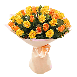 Orange und gelbe Rosen