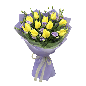 Blumenstrauß aus Tulpen und Lisianthus