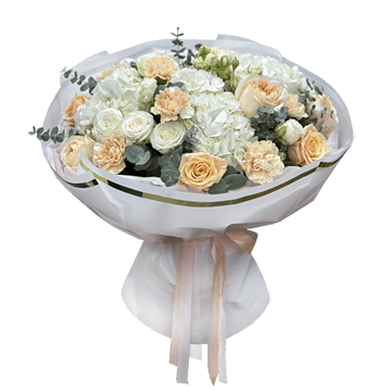 Blumenstrauß aus Hortensien und Rosen