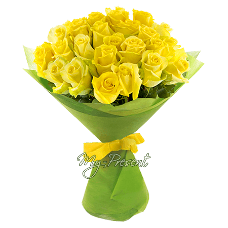 Blumenstrauß aus gelben Rosen (80 cm.)