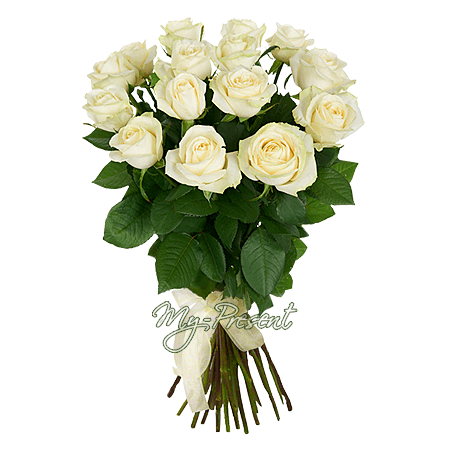 Blumenstrauß aus den weißen Rosen (60 cm.)