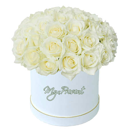 Weiße Rosen in einer Box