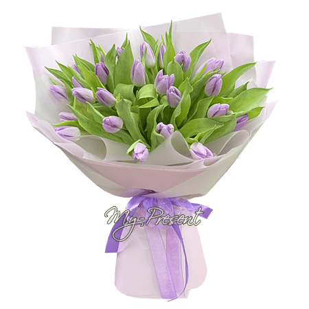 Blumenstrauß aus lila Tulpen