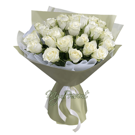 Blumenstrauß aus weißen Rosen (60 cm.)
